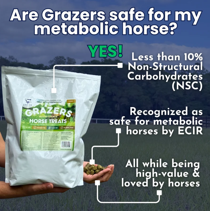 Grazers horse treats: less than 10% NSC, recognized as safe for metabolic horses by ECIR